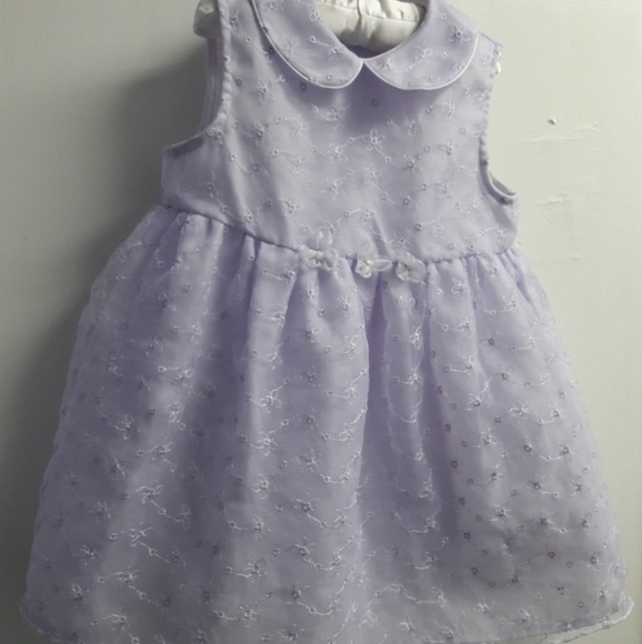 Lavender satin feel eyelet dress - Picture 1 of 4